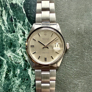 Rolex Oysterdate Precision 6694 with Silver Linen Dial, Folded Links Oyster Strap and Rolex Box