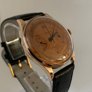 Chronograph Suisse Solid 18KT Rose Gold with a rare Bronze Dial